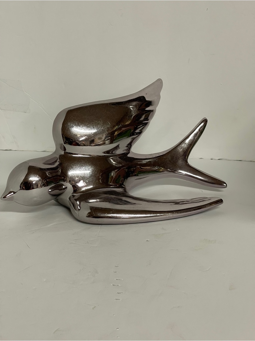 Bolgiano Interiors chrome swallow bird sculpture 11” X 7”w Replacement Decor